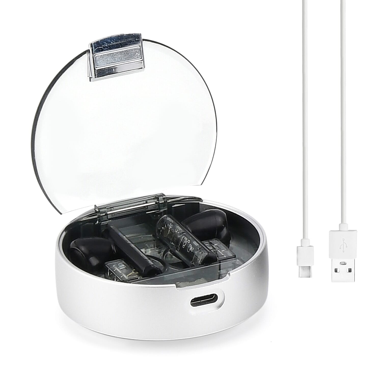 AEMAi-PRO45 Bluetooth V5.3 Earphones - 4-5 Hour Talk Time, 13mm Titanium Speaker - Type-C Charging - Silver