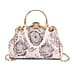 Elegant Embroidery Crystal Clutch Bag with Pearl Handle - White & Purple
