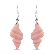 Queen Conch Shell Earring with Lever Back in Rhodium Overlay Sterling Silver 24.40 Ct.