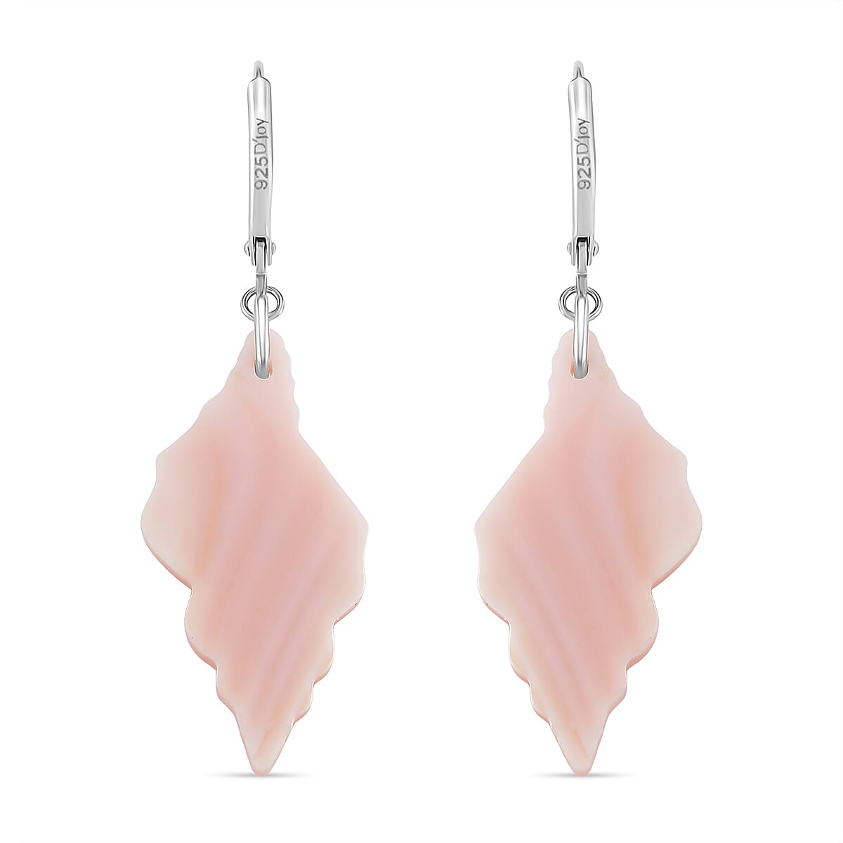 Queen Conch Shell Earring with Lever Back in Rhodium Overlay Sterling Silver 24.40 Ct.