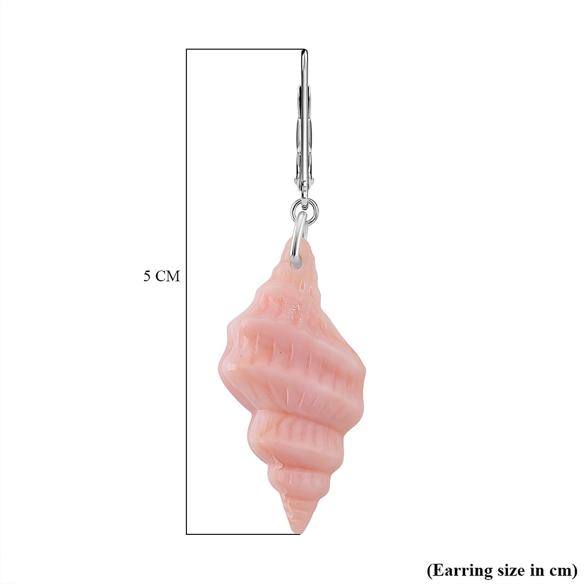 Queen Conch Shell Earring with Lever Back in Rhodium Overlay Sterling Silver 24.40 Ct.