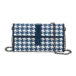 La Marey Genuine Leather Checkered Pattern RFID Crossbody Wallet - Red