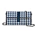 La Marey Genuine Leather Checkered Pattern RFID Crossbody Wallet  - Blue