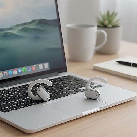 AEMAi-PRO14 Bluetooth Earbuds (BT5.4) with LED Display, 5-6 Hour Talk Time - Type-C Charging - White