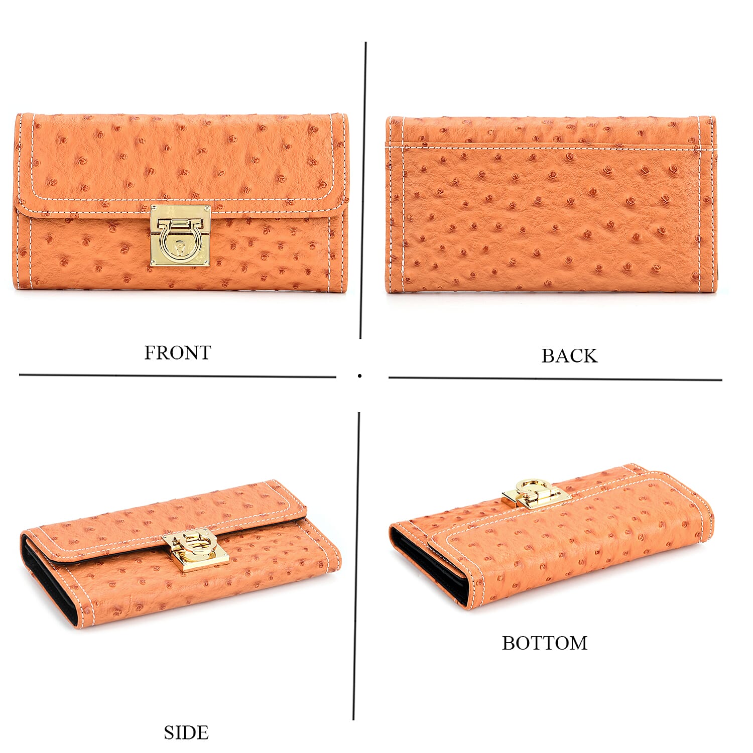 La Marey Signature Genuine Leather Sling Wallet with Built-in RFID with Chain Strap (120 cm) - Orange