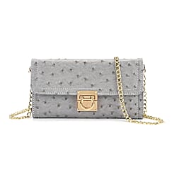 La Marey Signature Genuine Leather Sling Wallet with Built-in RFID with Chain Strap (120 cm) - Orange