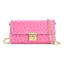 La Marey Signature Genuine Leather Sling Wallet with Built-in RFID with Chain Strap (120 cm) - Orange