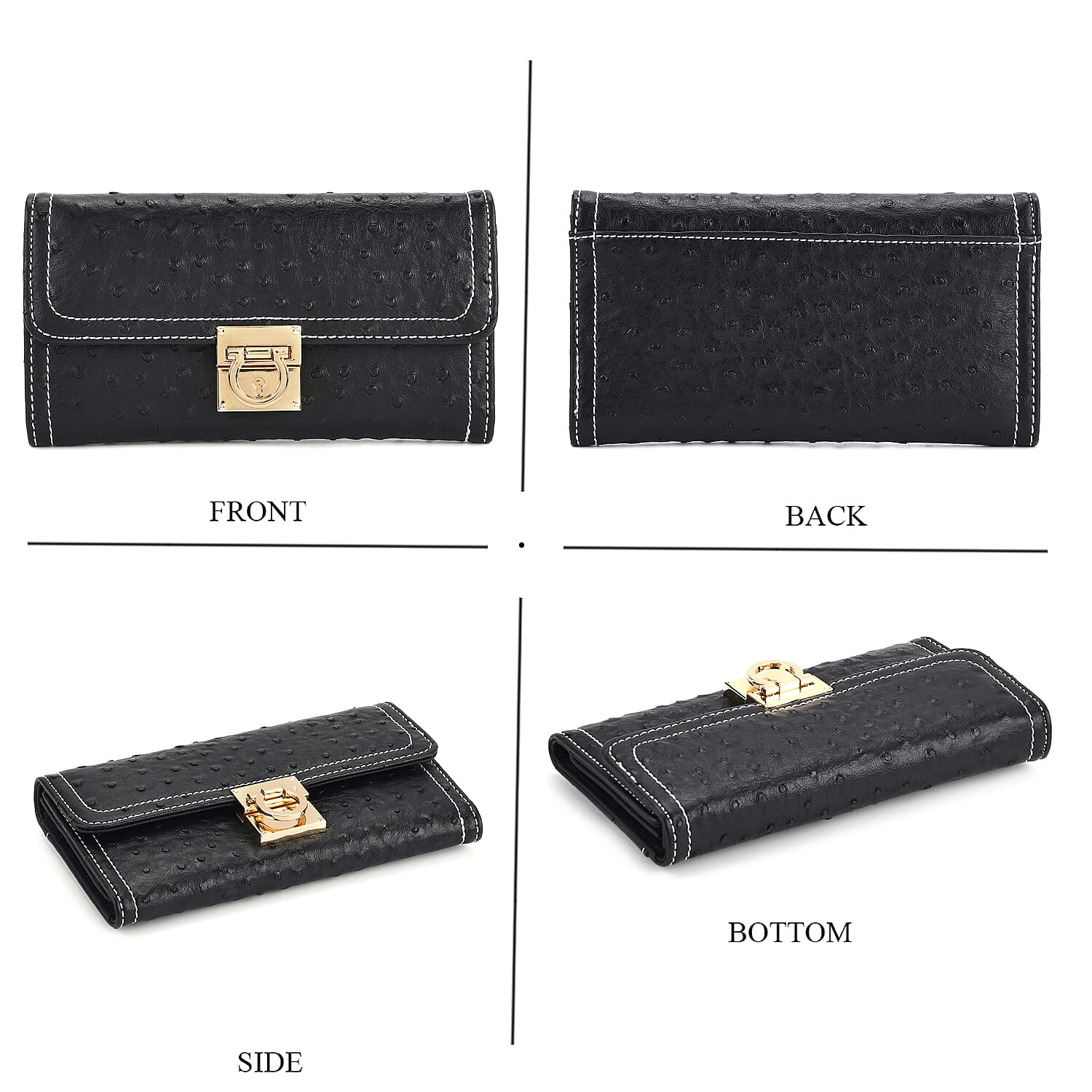 La Marey Signature Genuine Leather Sling Wallet with Built-in RFID with Chain Strap (120 cm) - Black