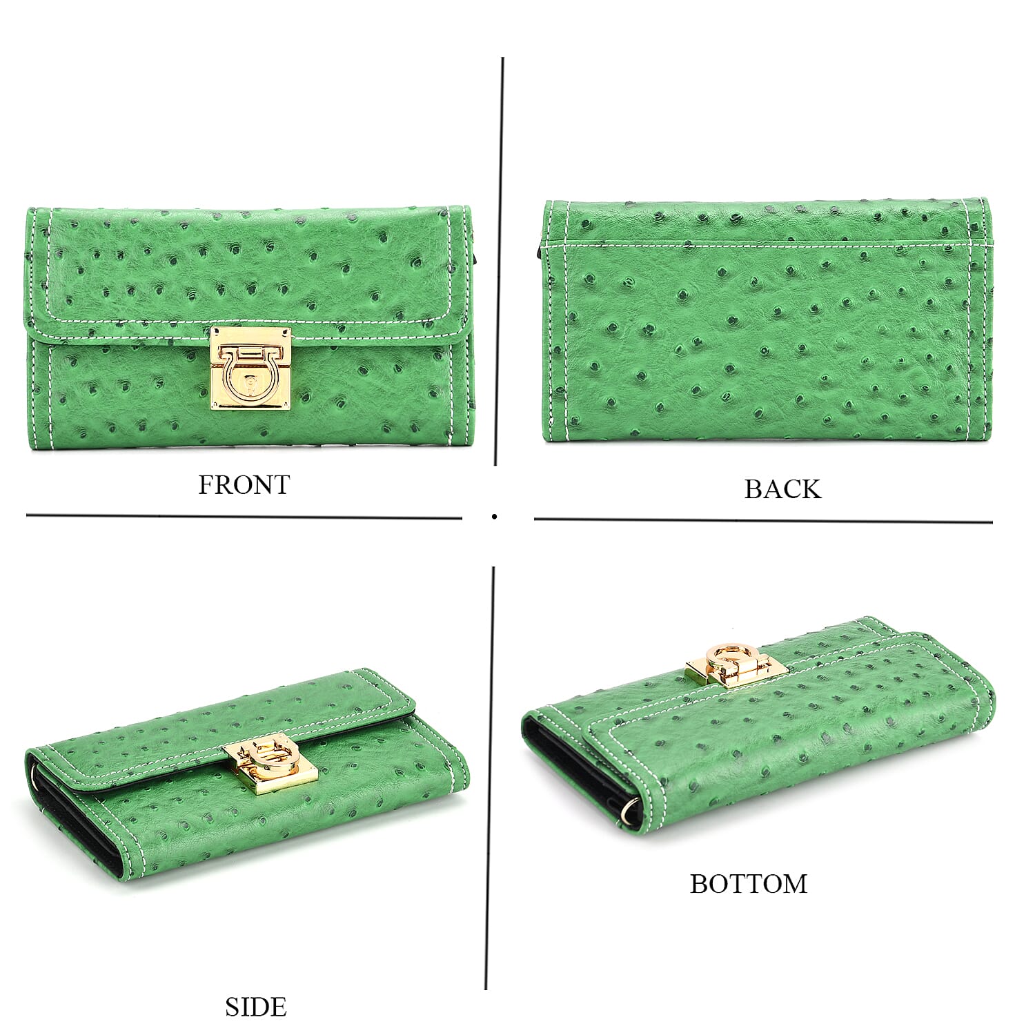 La Marey Signature Genuine Leather Sling Wallet with Built-in RFID with Chain Strap (120 cm) - Light Green