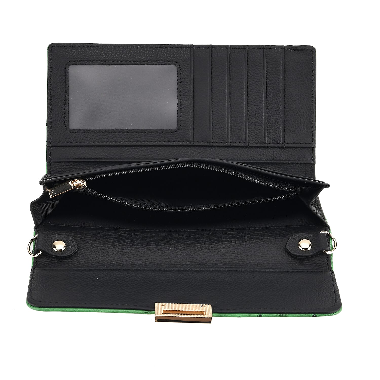 La Marey Signature Genuine Leather Sling Wallet with Built-in RFID with Chain Strap (120 cm) - Light Green