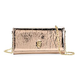 La Marey Signature Genuine Leather B Letterpress Clutch Bag with Long Chain