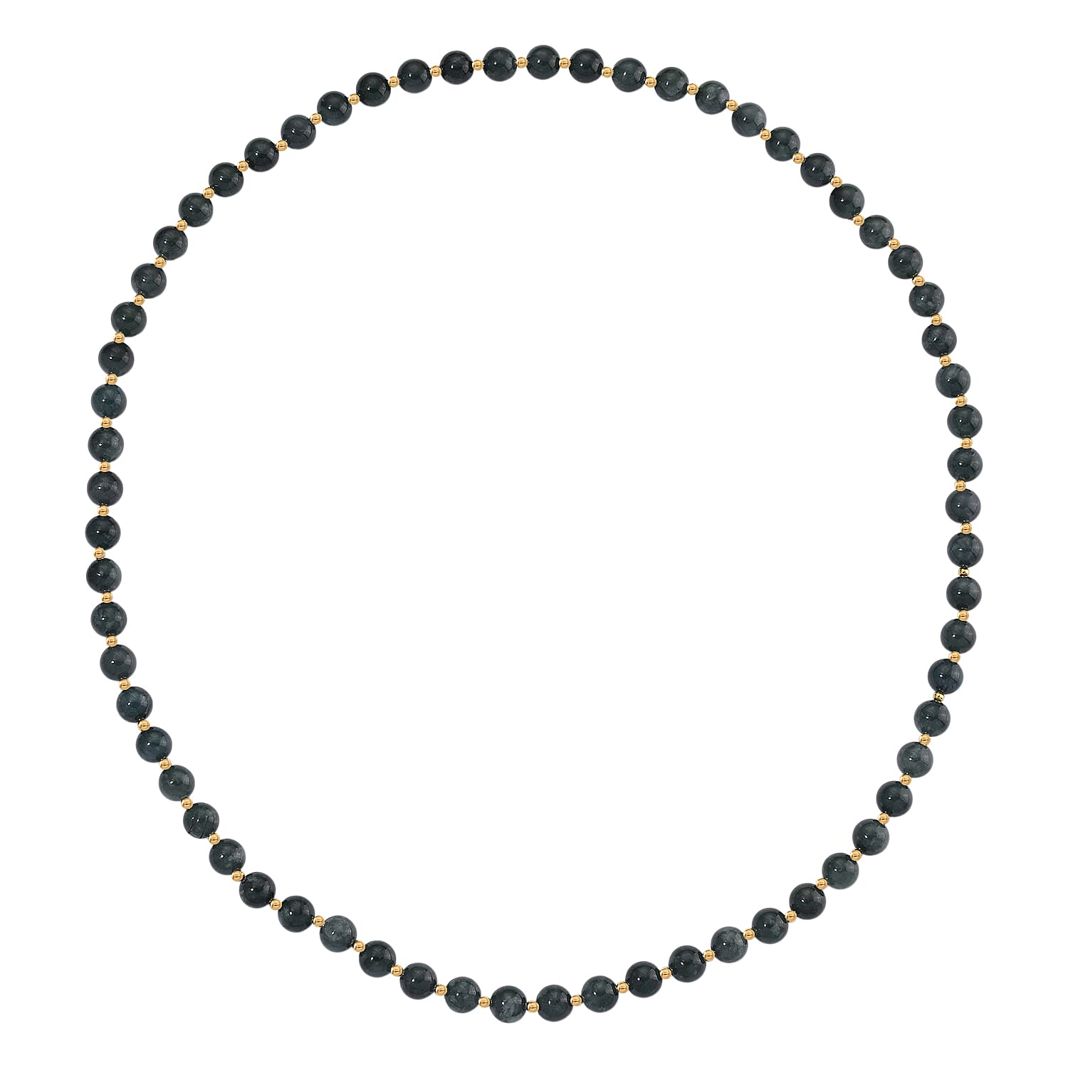 Natural Type A Jadeite Beads Necklace (Size - 30) in Yellow Gold Plating Sterling Silver 500.00 Ct, Silver Wt. 5.00 Gms.