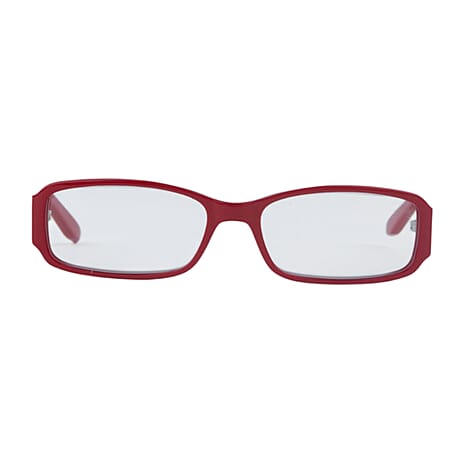 Polo Ralph Lauren Unisex Rectangular Reading Glasses with RL Metal Logo (Power 2.5) - Red