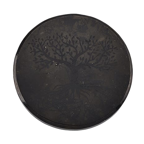 Natural Shungite Life Of Tree Embossed Round Tile 900.00 Ct.