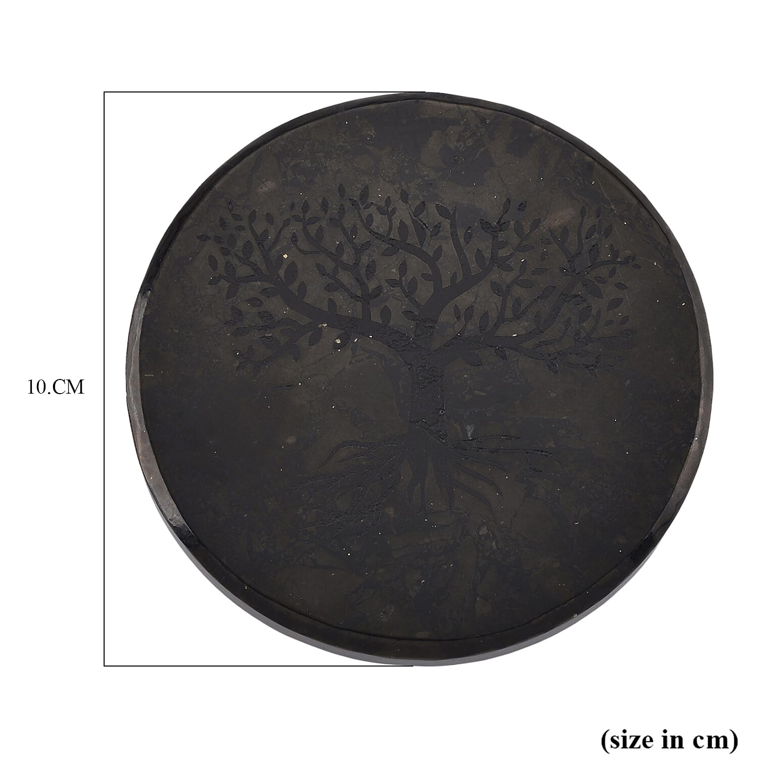 Natural Shungite Life Of Tree Embossed Round Tile 900.00 Ct.