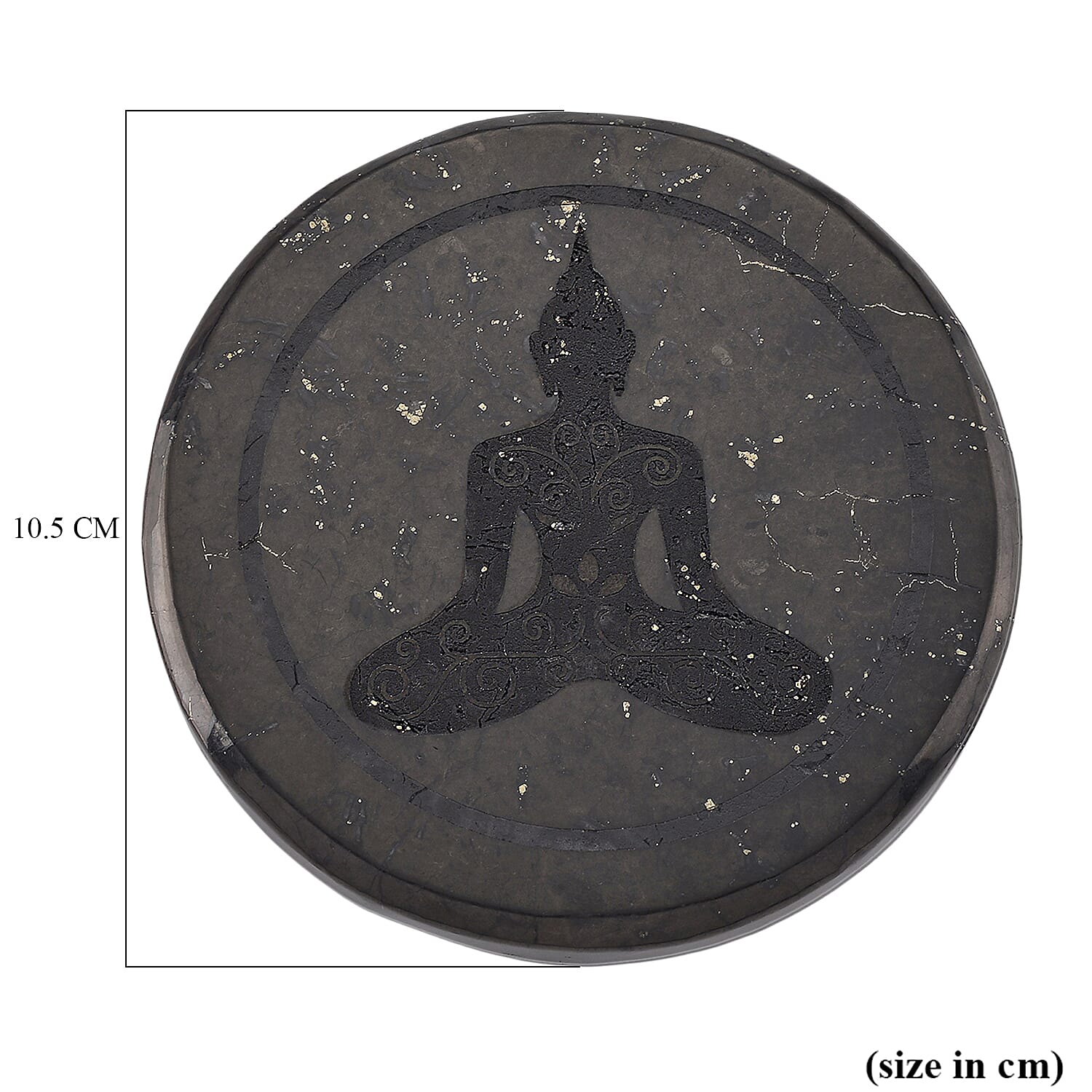 Natural Shungite Buddha Embossed Round Tile 910.00 Ct.
