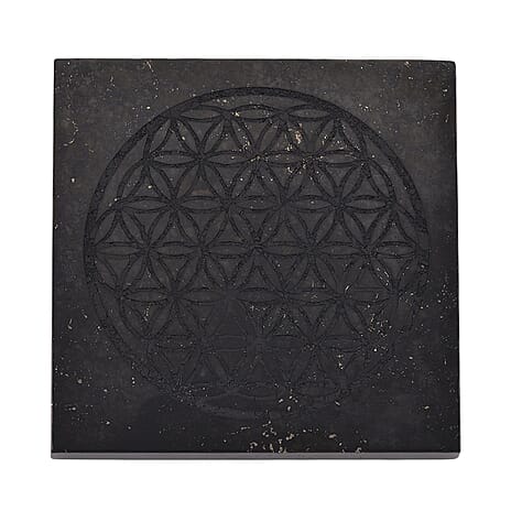 Natural Shungite Fullerene Embossed Square Tile 1100.00 Ct.