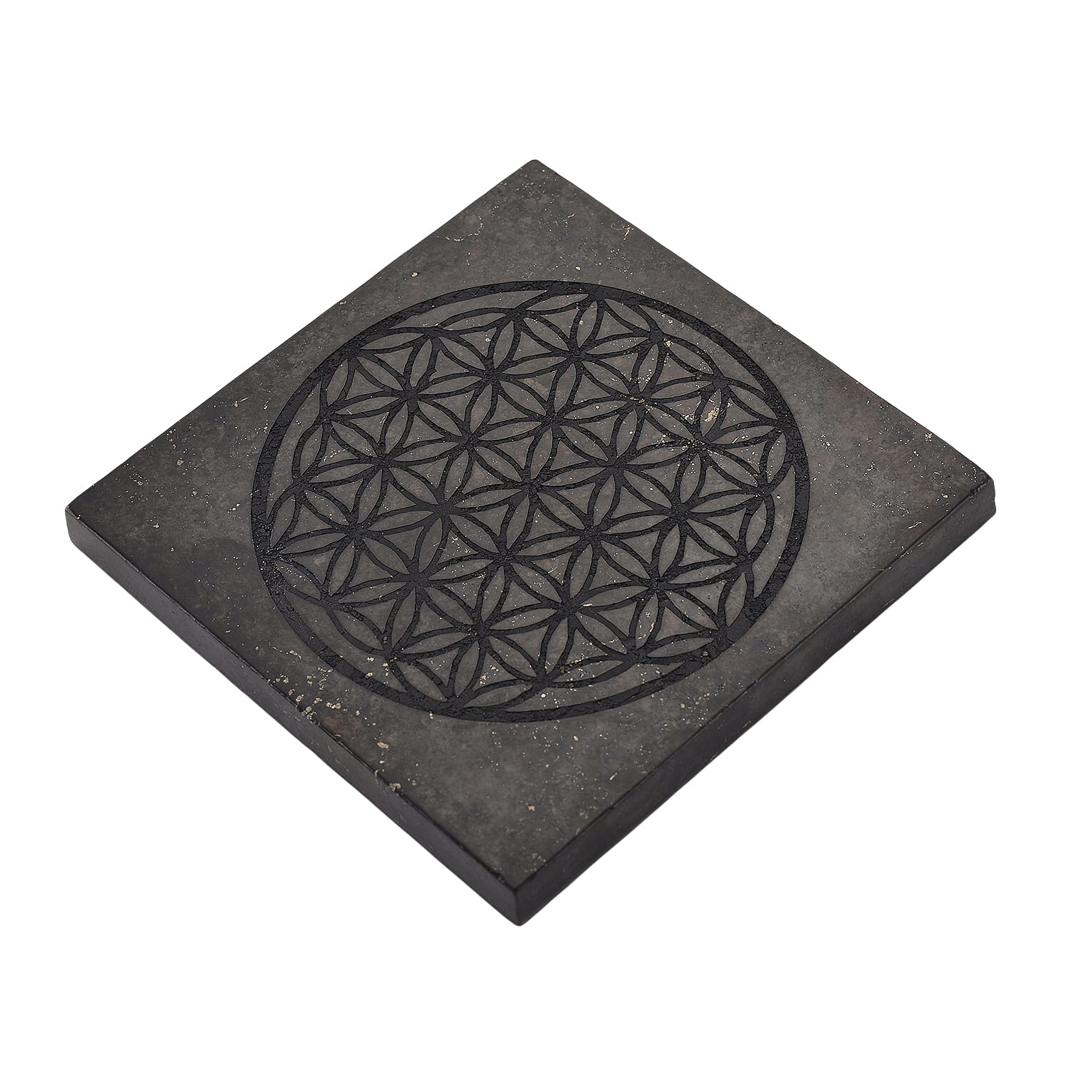 Natural Shungite Fullerene Embossed Square Tile 1100.00 Ct.