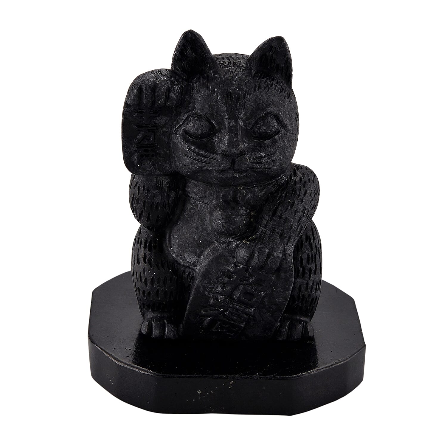 Natural Shungite Maneki Neko Lucky Cat Figurine 920.00 Ct.