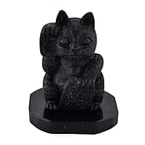 Natural Shungite Maneki Neko Lucky Cat Figurine 920.00 Ct.