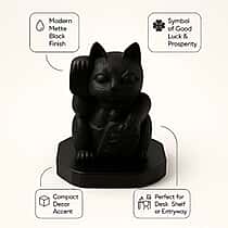 Natural Shungite Maneki Neko Lucky Cat Figurine 920.00 Ct.