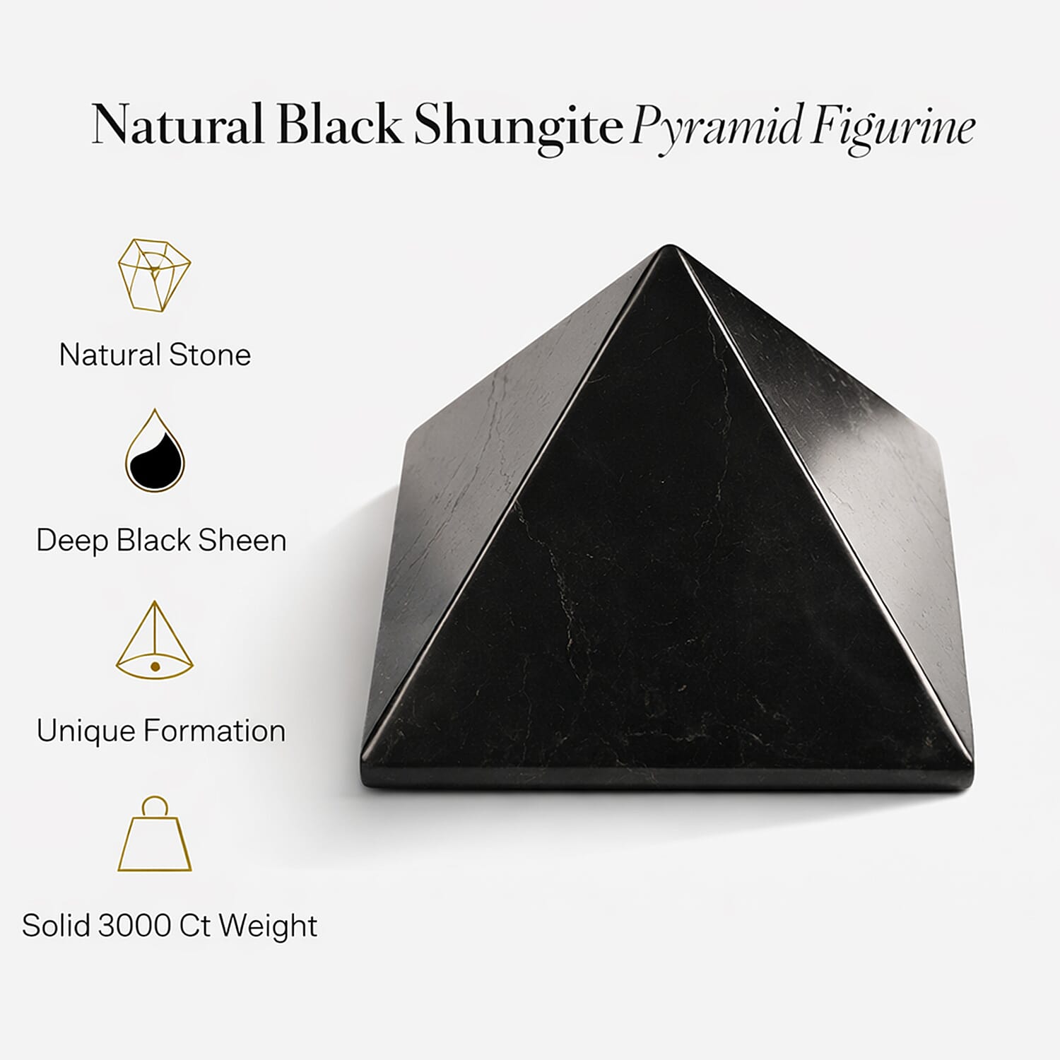 Natural Shungite Pyramid Figurine 3000.00 Ct.