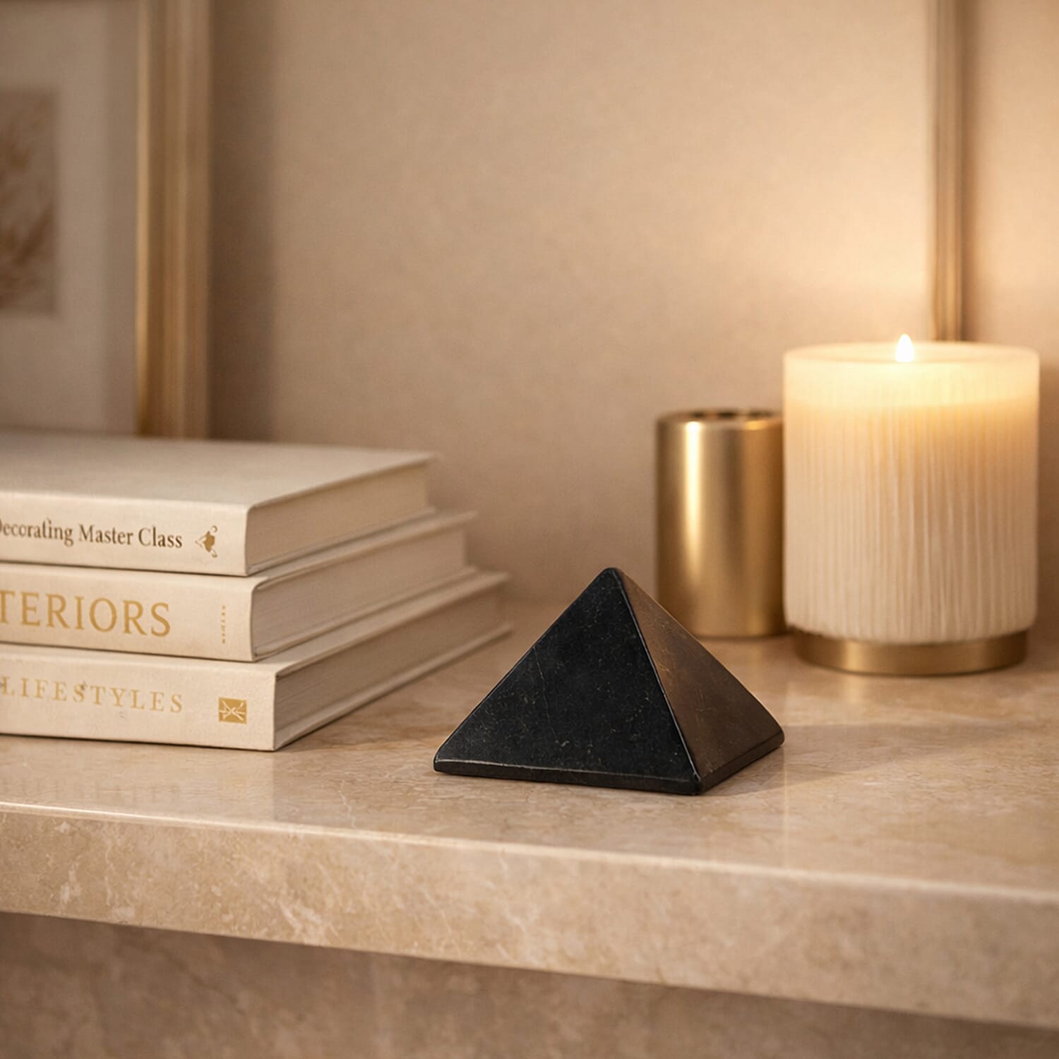 Natural Shungite Pyramid Figurine 3000.00 Ct.