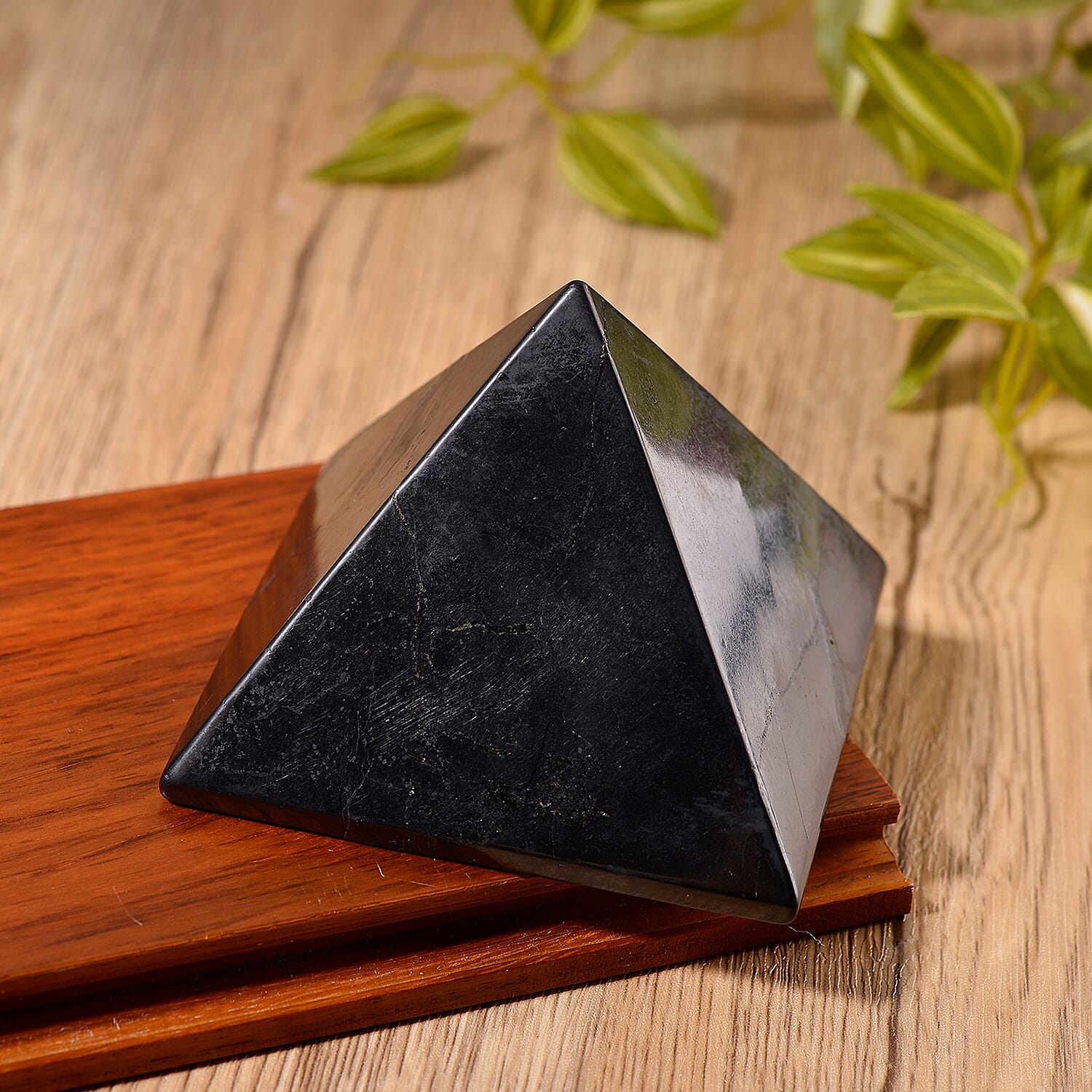 Natural Shungite Pyramid Figurine 3000.00 Ct.