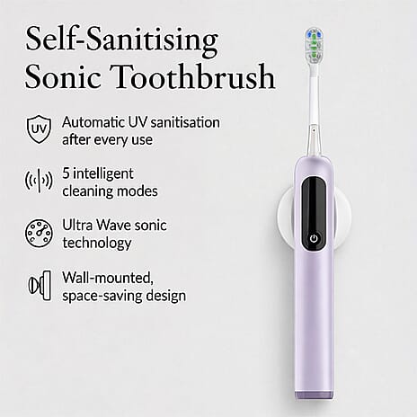 Lab Life Sonic Toothbrush with UV Sanitisation Including Brush Heads - Purple (Lifetime Warranty)