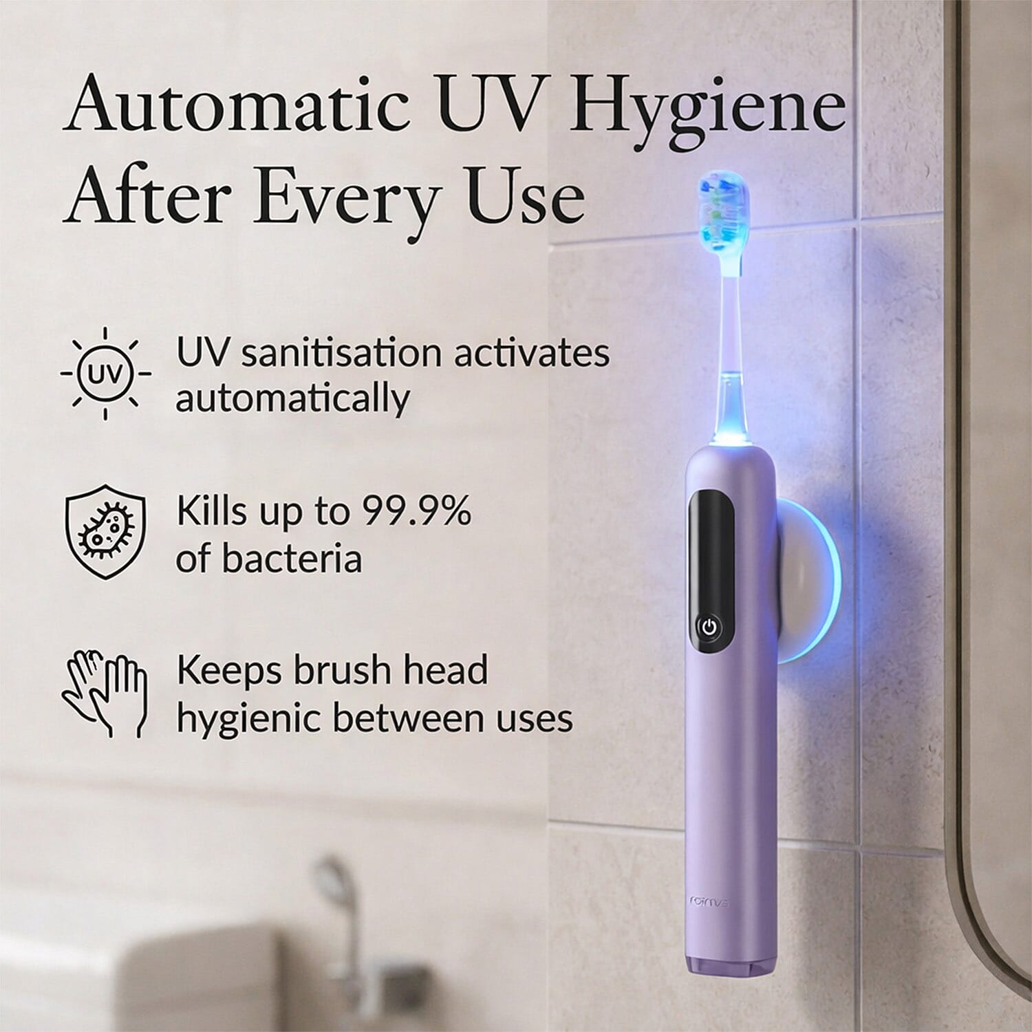 Lab Life Sonic Toothbrush with UV Sanitisation Including Brush Heads - Purple (Lifetime Warranty)