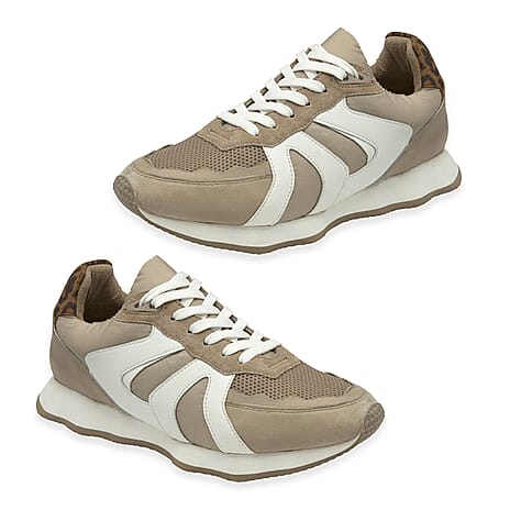 Ravel Suede Leather Blend Lace Up Trainers (Size 6) - Beige
