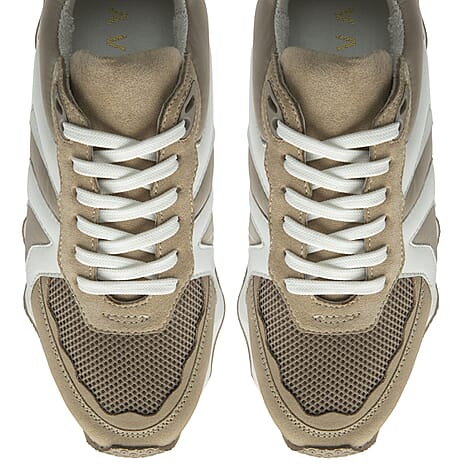 Ravel Suede Leather Blend Lace Up Trainers (Size 8) - Beige