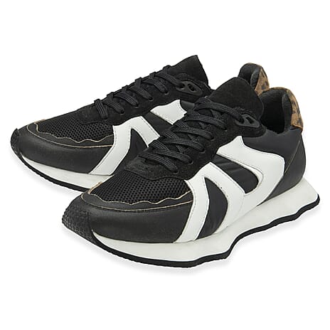 Ravel Suede Leather Blend Lace Up Trainers (Size 5) - Black