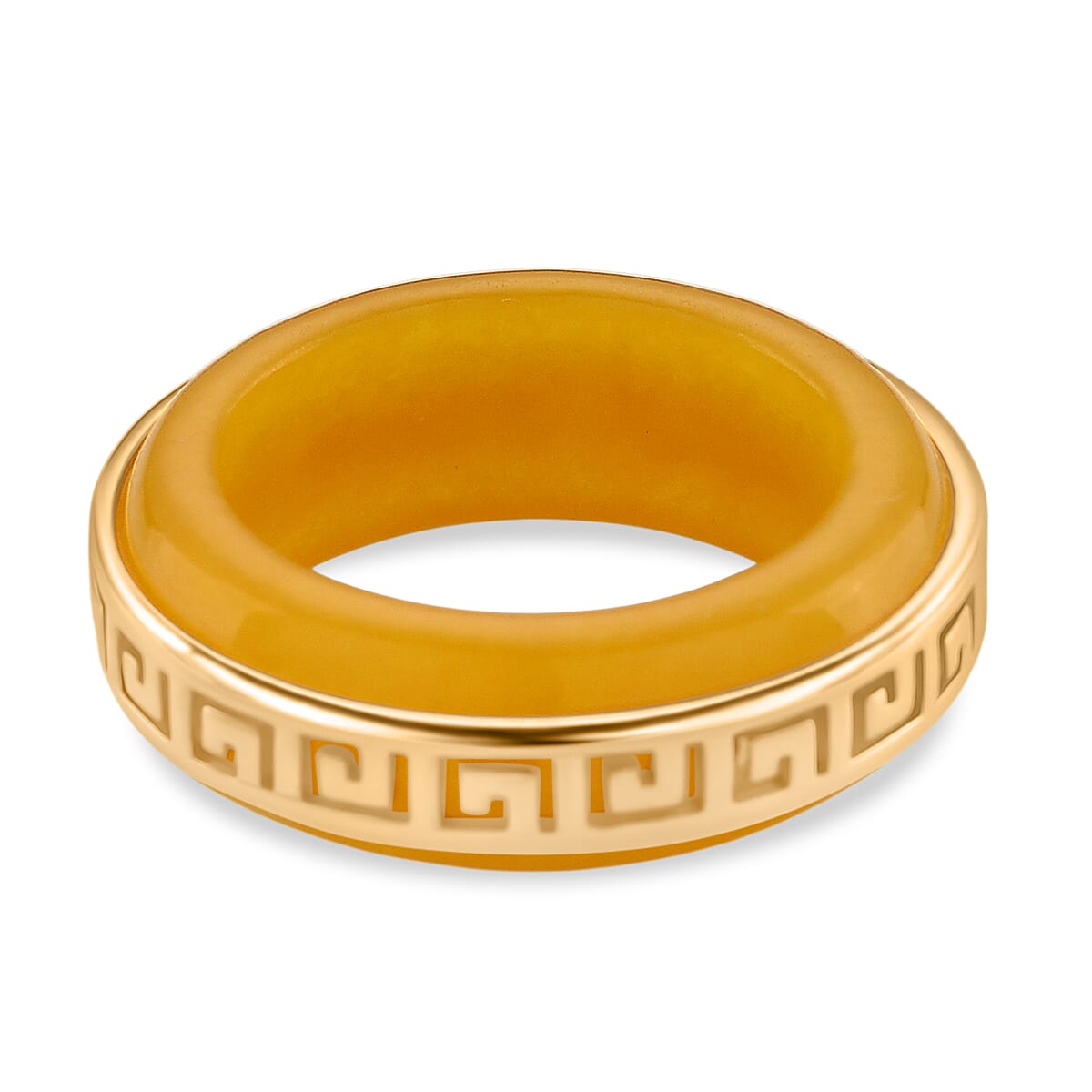 D'Joy Honey Jade Ring in Yellow Gold Plated Sterling Silver 25.00 Ct.