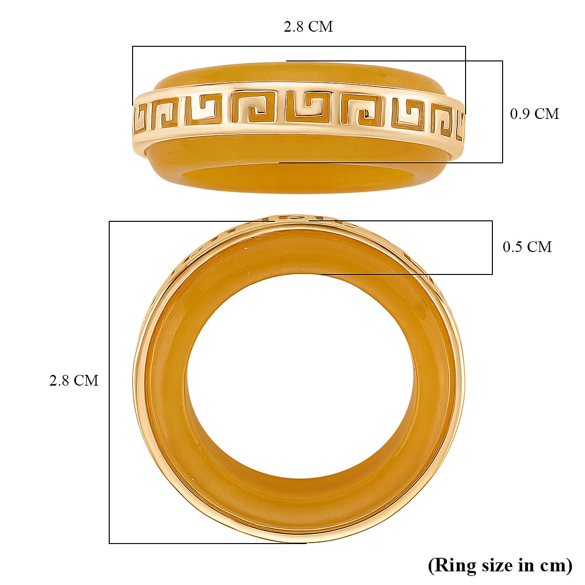 D'Joy Honey Jade Ring in Yellow Gold Plated Sterling Silver 25.00 Ct.