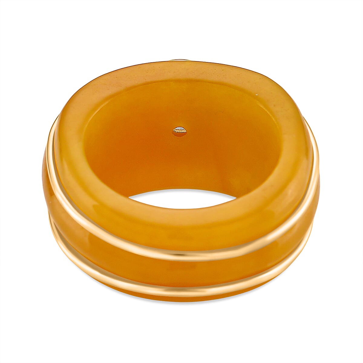 D'Joy Moissanite & Dyed Honey Jade Ring in Yellow Gold Plated Sterling Silver 35.33 Ct.