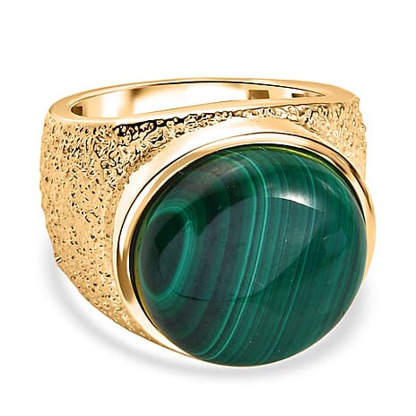 EverTrue Malachite Solitaire Ring in Yellow Gold Tone 16.69 Ct.