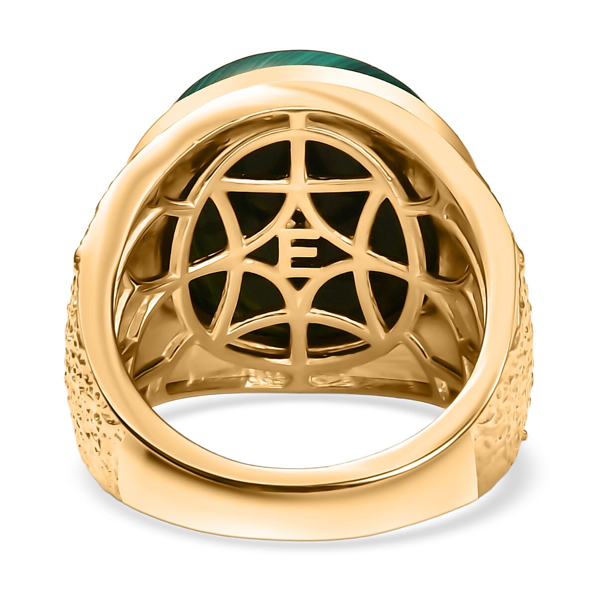 EverTrue Malachite Solitaire Ring in Yellow Gold Tone 16.69 Ct.