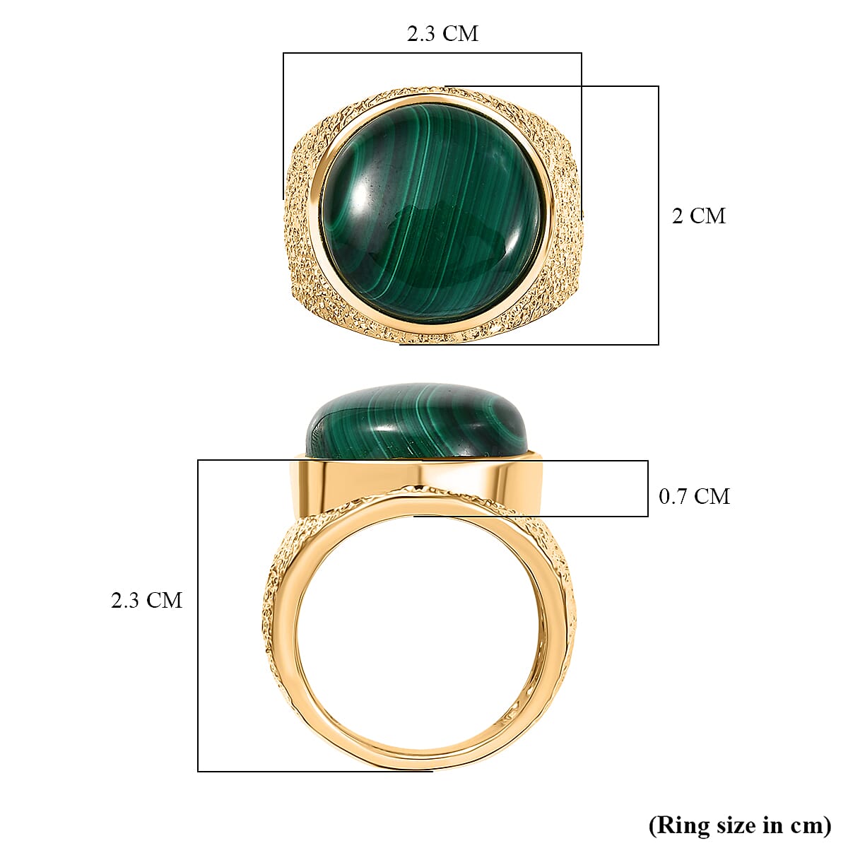 EverTrue Malachite Solitaire Ring in Yellow Gold Tone 16.69 Ct.
