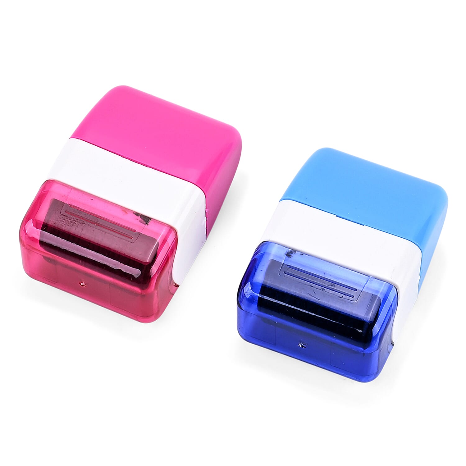 LIVMORE Set Of 2 Advanced ID Roller Security Stampers With Refil Ink - Blue & Pink