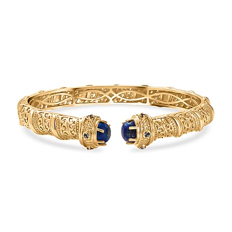 EverTrue Lapis Lazuli & Iolite Full Bangle in Yellow Gold Plated 5.22 Ct.