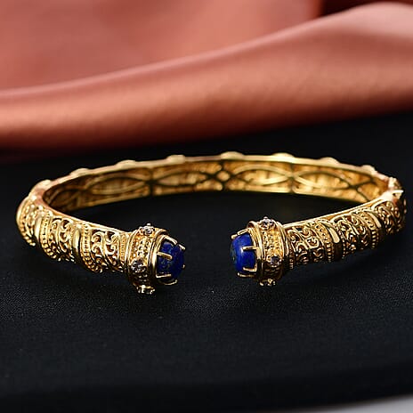 EverTrue Lapis Lazuli & Iolite Full Bangle in Yellow Gold Plated 5.22 Ct.