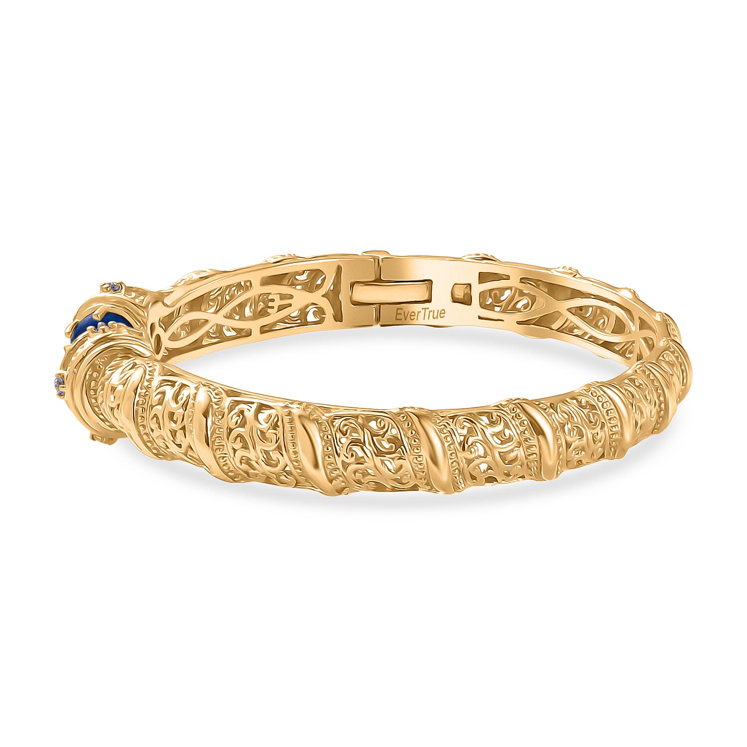 EverTrue Lapis Lazuli & Iolite Full Bangle in Yellow Gold Plated 5.22 Ct.