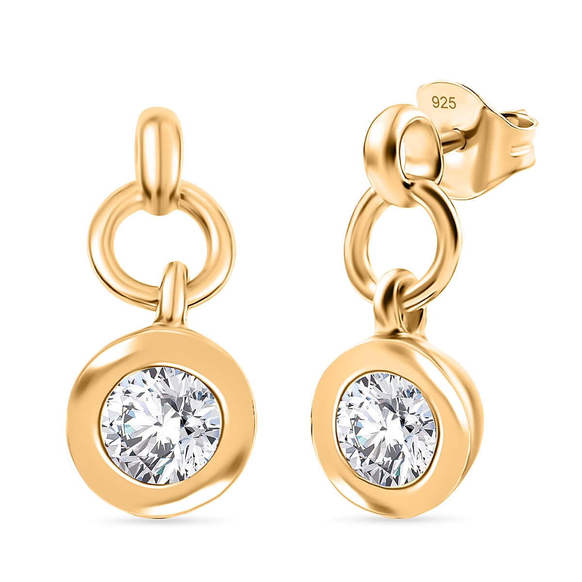 Luxuriant Lab Grown Diamond (SI-GH) Dangling Earring in 18K Vermeil Yellow Gold Sterling Silver 0.50 cts