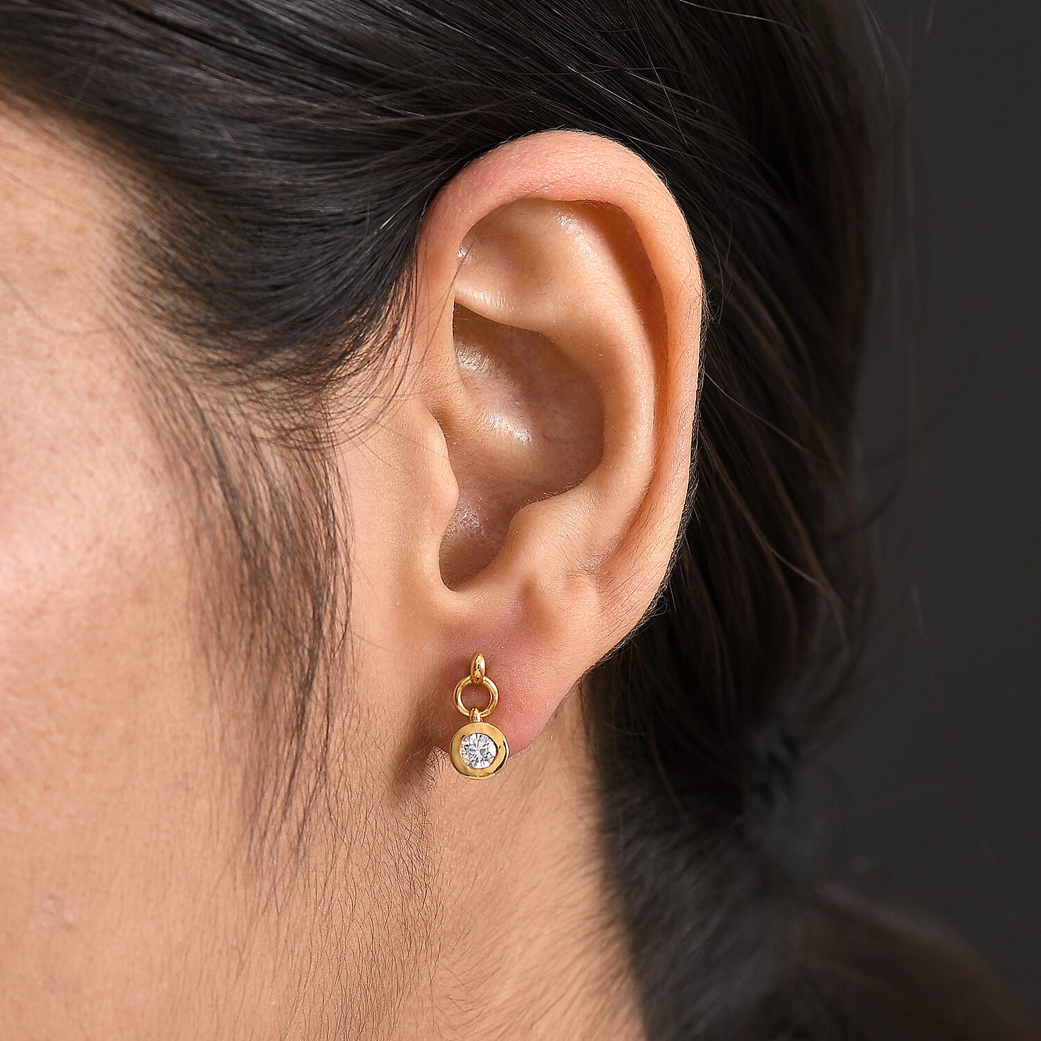 Luxuriant Lab Grown Diamond (SI-GH) Dangling Earring in 18K Vermeil Yellow Gold Sterling Silver 0.50 cts