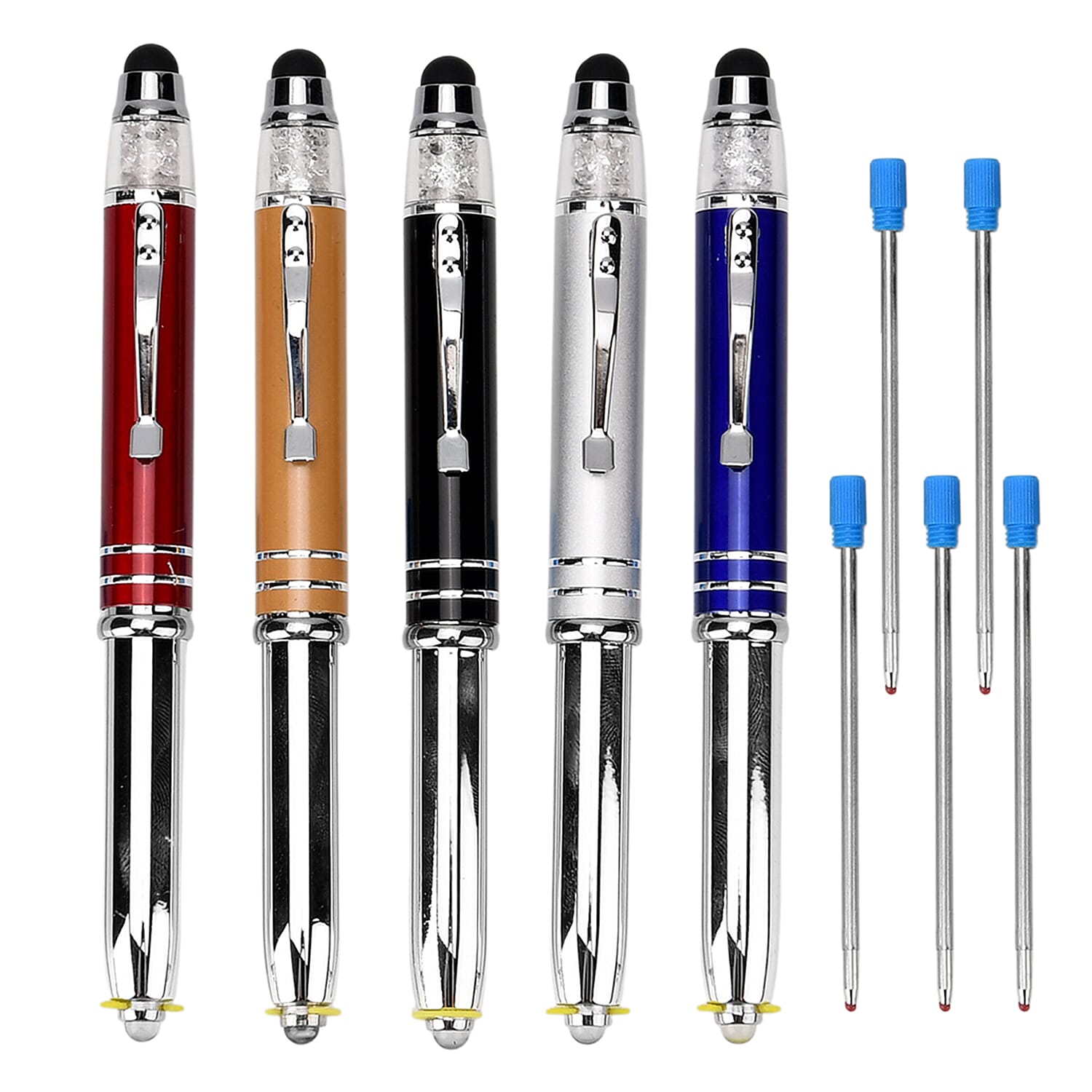 Set of 5 Crystal Lamp LED Ballpoint Pens