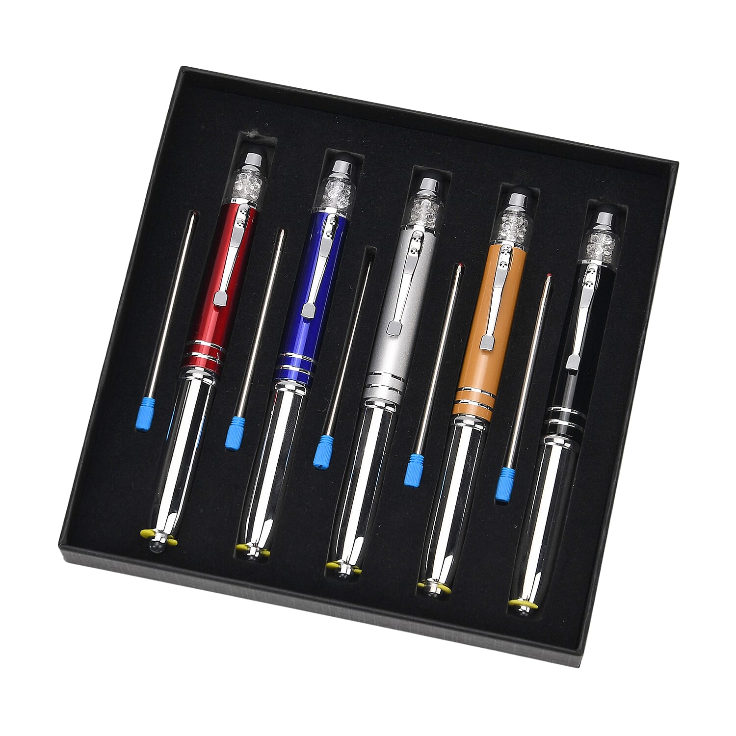 Set of 5 Crystal Lamp LED Ballpoint Pens