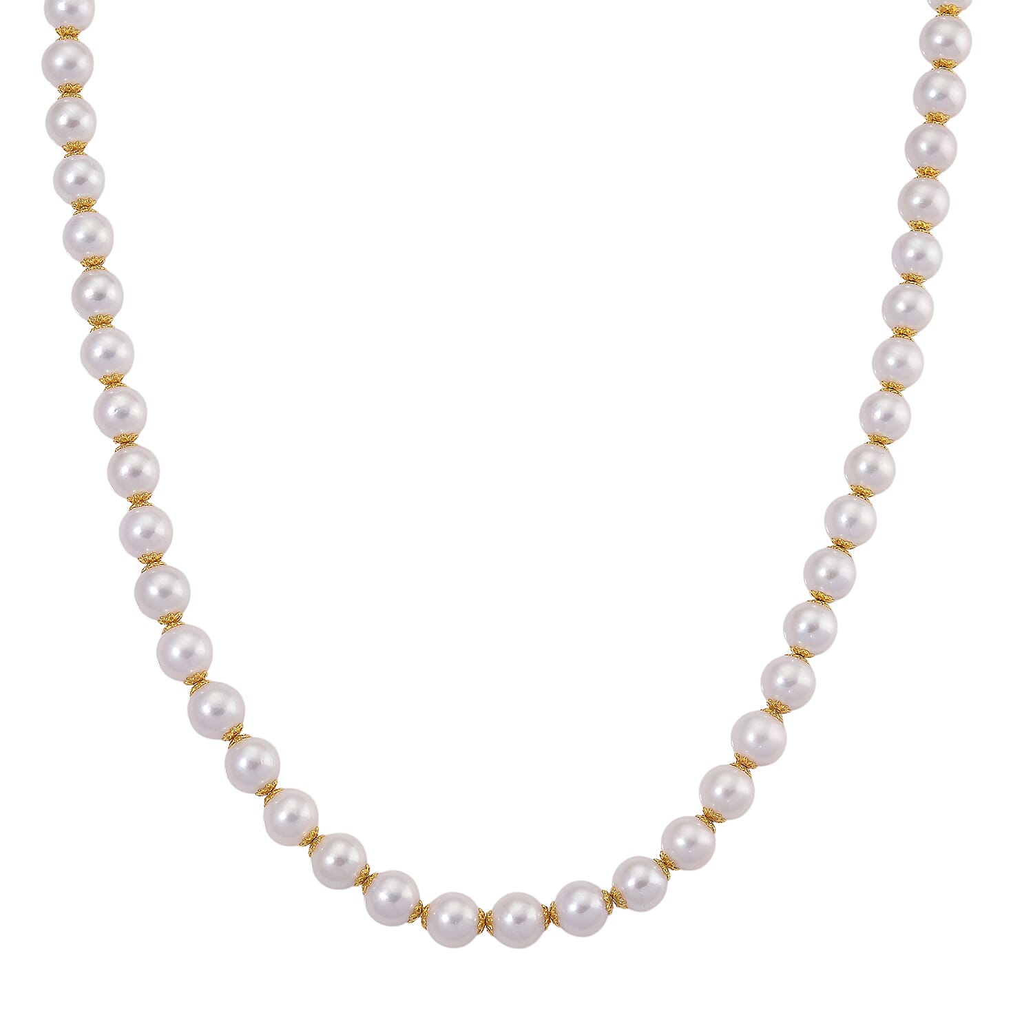 One Time Deal - Edison Pearl Beads (10MM) Necklace (Size 20) in Yellow Gold Plated Sterling Silver 373.95 Ct.