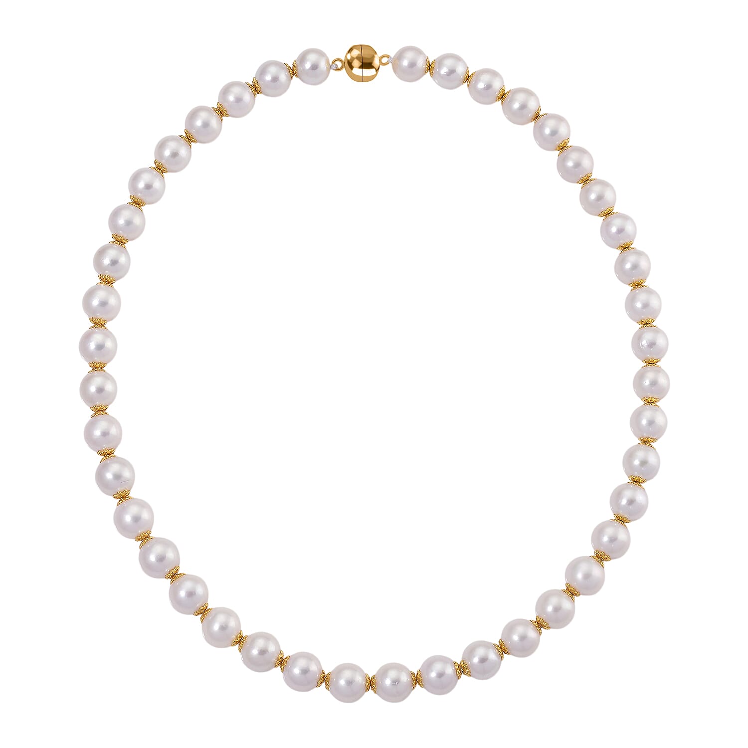 One Time Deal - Edison Pearl Beads (10MM) Necklace (Size 20) in Yellow Gold Plated Sterling Silver 373.95 Ct.