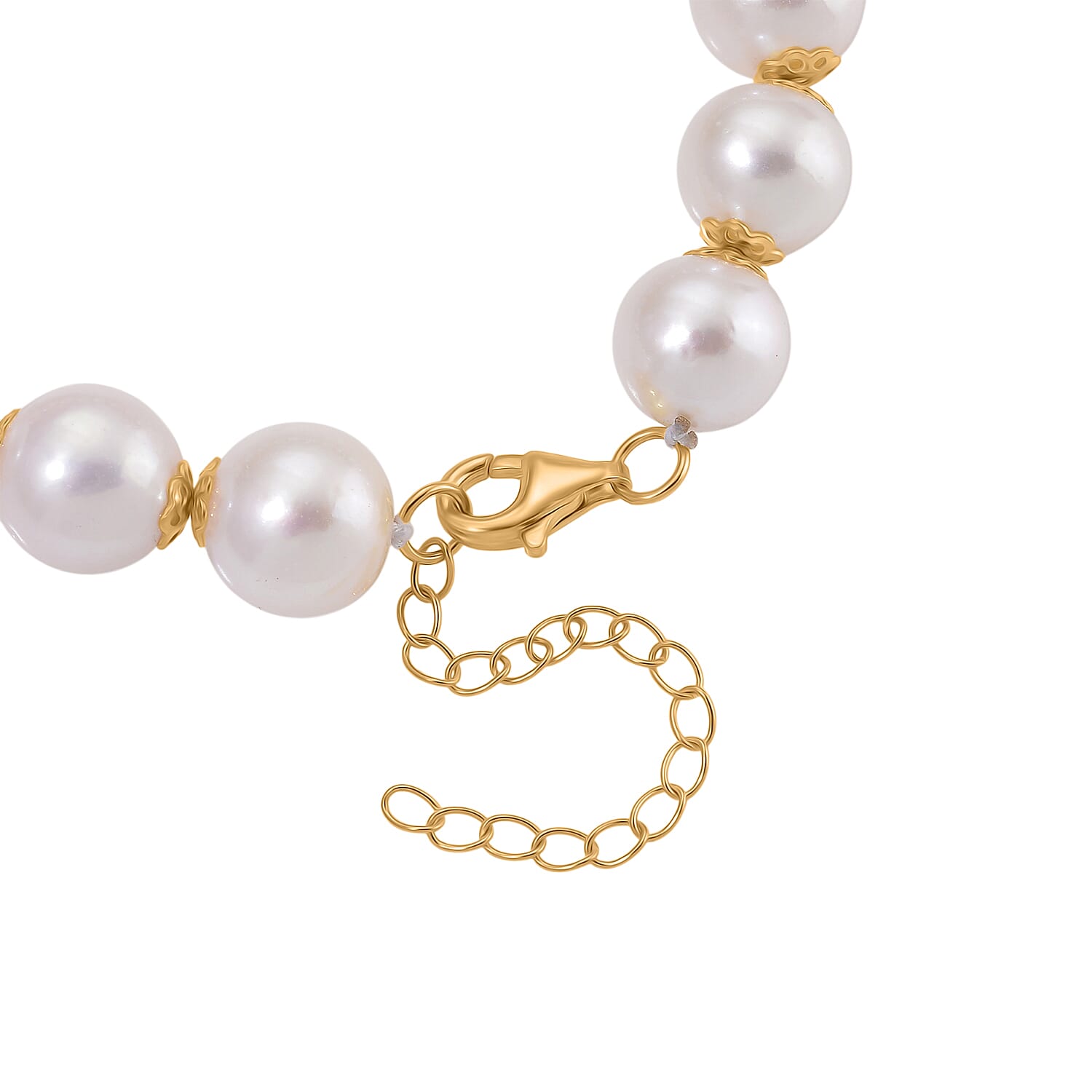 Designer Inspired Edison Pearl Beads Bracelet (Size 7) with Lobster Clasp in Yellow Gold Overlay Sterling Silver 116.50 Ct.